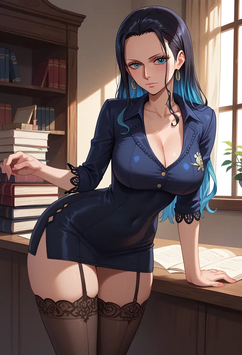 one_piece,nico_robin,secretary, stockings  - 