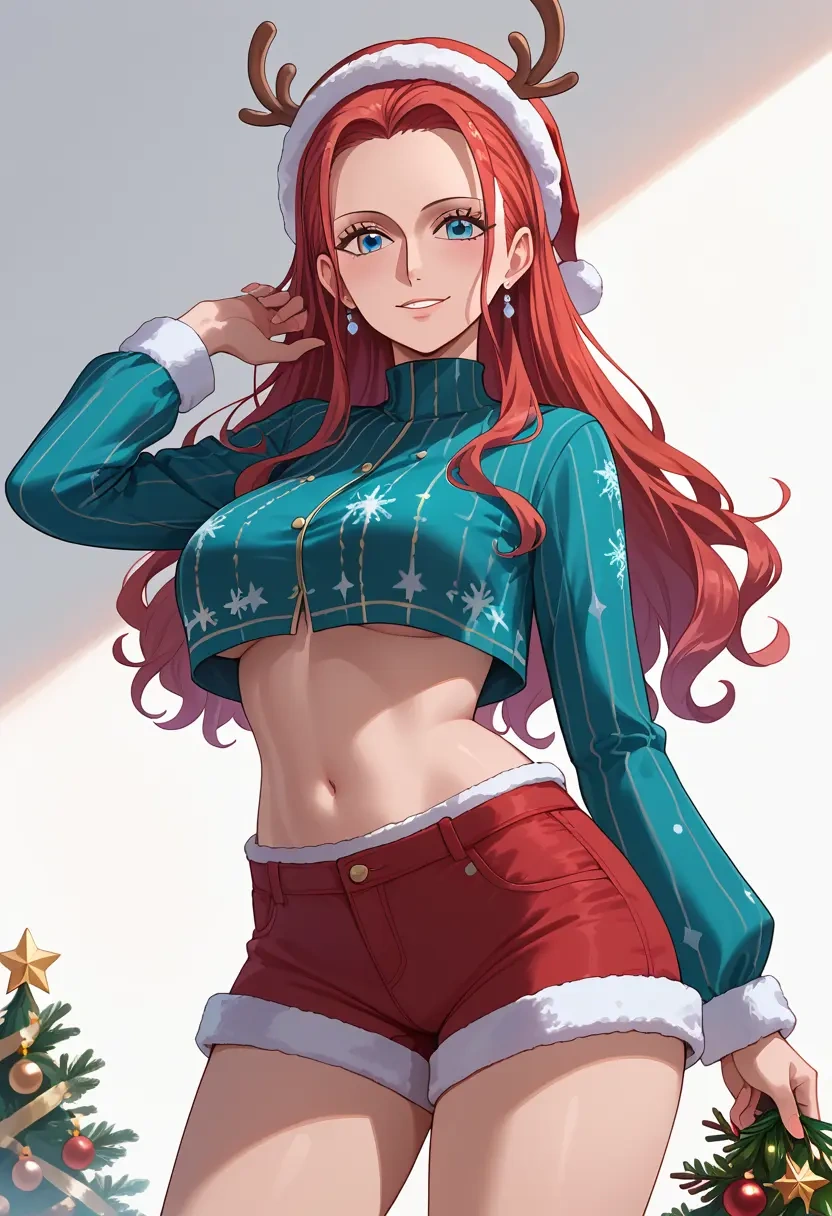 one_piece,nico_robin,Christmas,red velvet shorts  - 