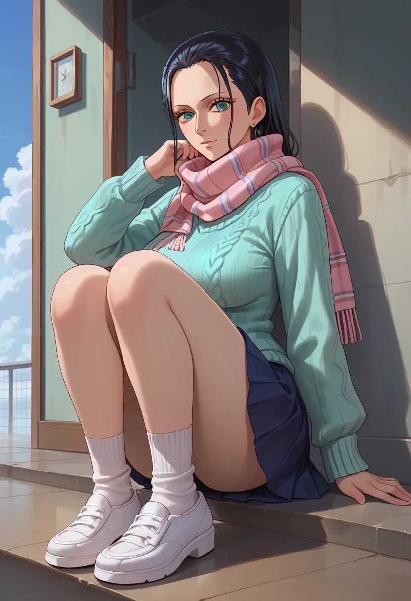 one_piece,nico_robin,spring,student uniform,knit sweater  - 