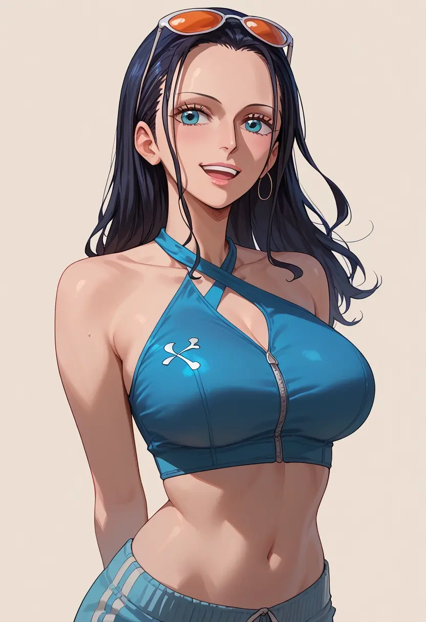 one_piece,nico_robin,halter top,track pants  - 