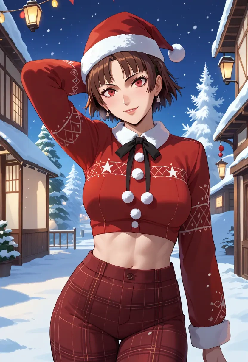 persona,niijima_makoto,Christmas,plaid trousers  - 