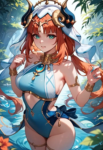 genshin_impact,nilou_(genshin_impact),swimsuit,sexy  - AI generated anime art