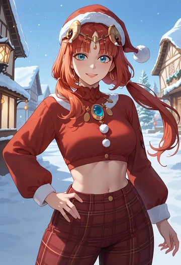 genshin impact,nilou,Christmas,plaid trousers  - AI generated anime art