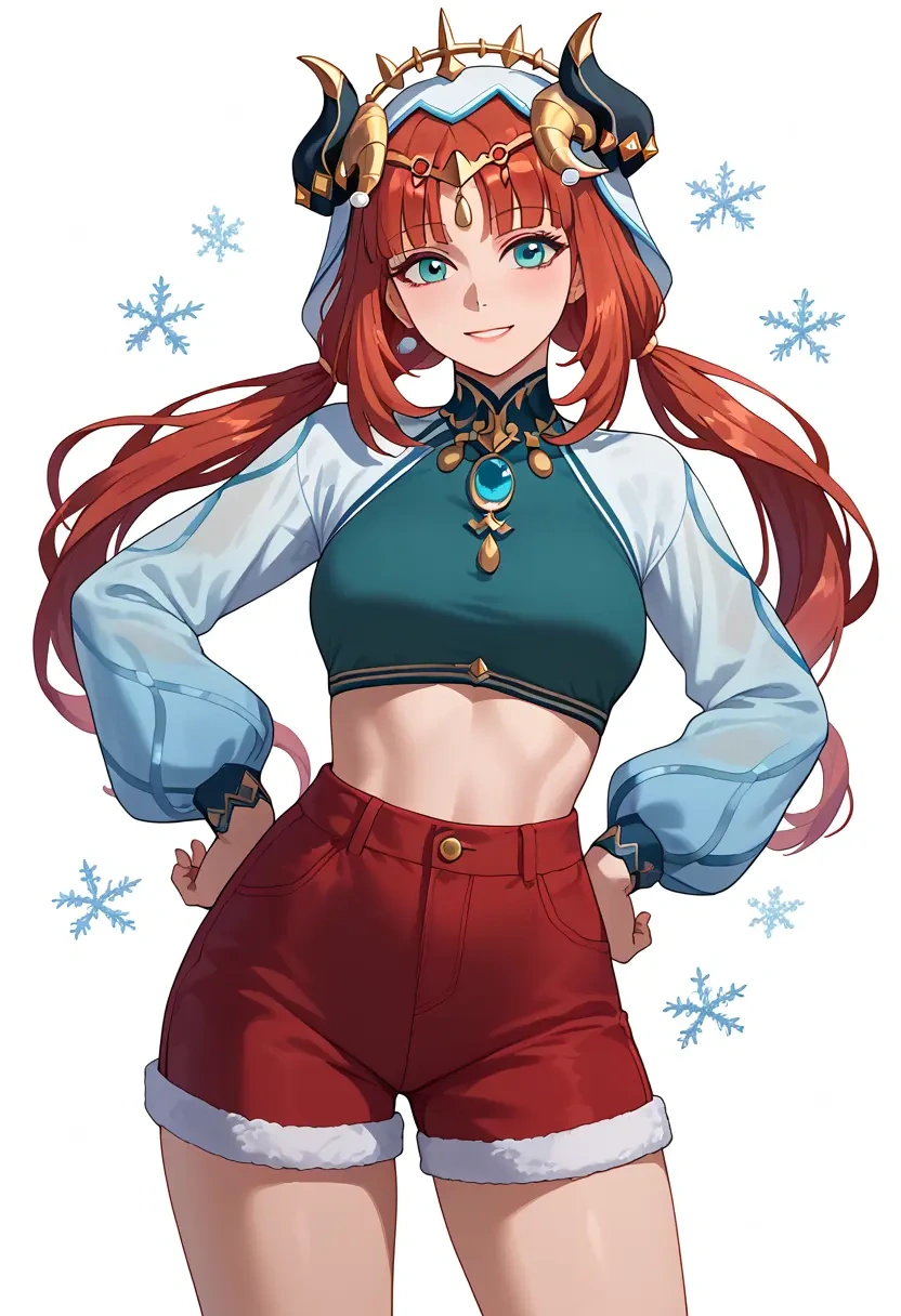 genshin impact,nilou,Christmas,red velvet shorts  - 