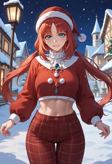 genshin impact,nilou,Christmas,plaid trousers  - AI generated anime art