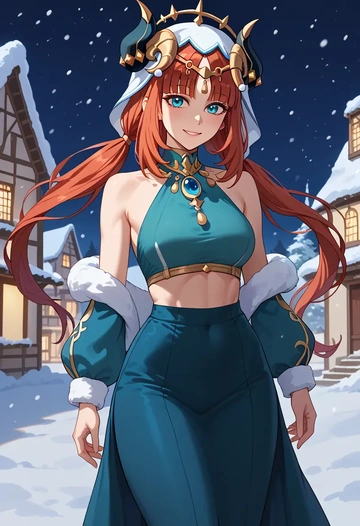 genshin impact,nilou,Christmas,dress  - AI generated anime art