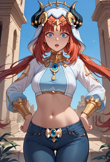 genshin impact,nilou,crop top  - AI generated anime art