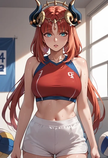 genshin impact,nilou,volleyball uniform  - AI generated anime art