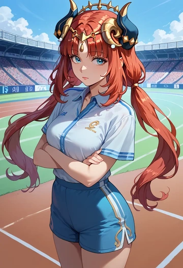 genshin impact,nilou,tennis polo,skort  - AI generated anime art