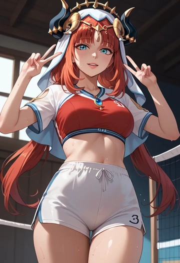 genshin impact,nilou,volleyball uniform  - AI generated anime art