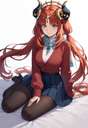 genshin impact,nilou,winter,student uniform,cardigan  - AI generated anime art