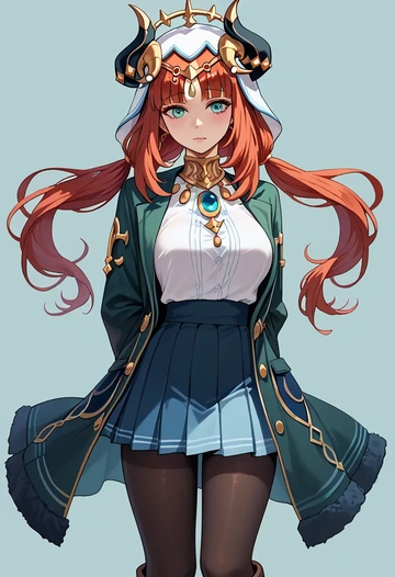 genshin impact,nilou,winter,student uniform,duffle coat  - AI generated anime art