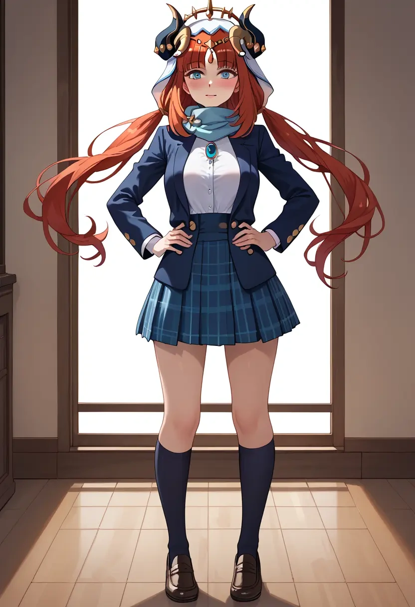 genshin impact,nilou,winter,student uniform,plaid skirt  - 