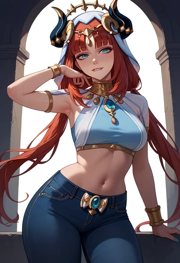 genshin impact,nilou,crop top  - AI generated anime art