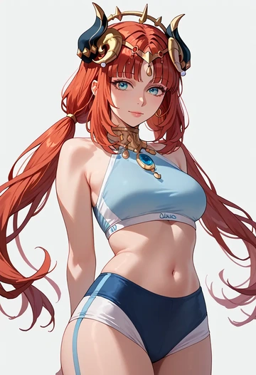 genshin impact,nilou,tankini top,board shorts  - AI generated anime art