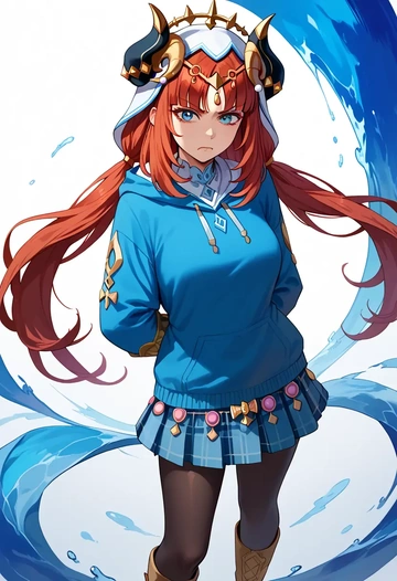 genshin impact,nilou,winter,student uniform,hooded coat  - AI generated anime art