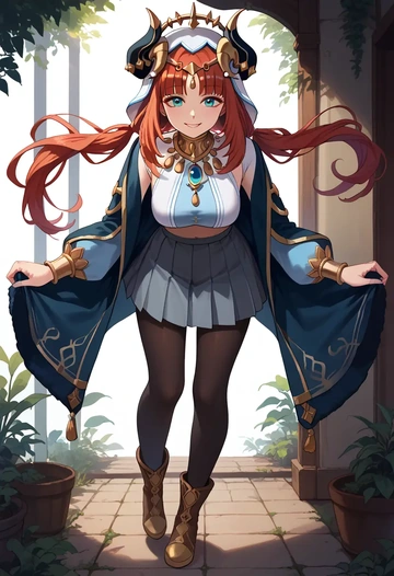 genshin impact,nilou,winter,student uniform,duffle coat  - AI generated anime art