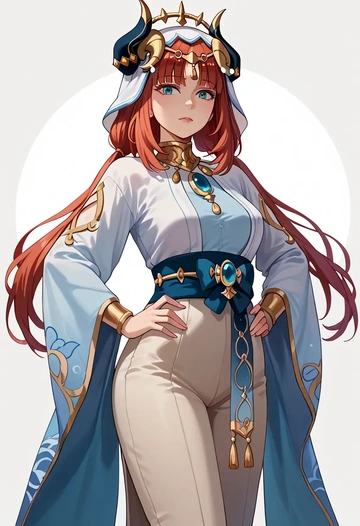 genshin impact,nilou,kimono,silk,wide-leg trousers  - AI generated anime art