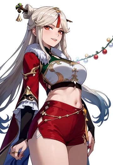 genshin impact,ningguang_(genshin_impact),Christmas,red velvet shorts  - AI generated anime art