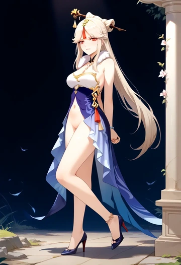 genshin impact,ningguang_(genshin_impact),spring,elegant woman,wrap dress  - AI generated anime art