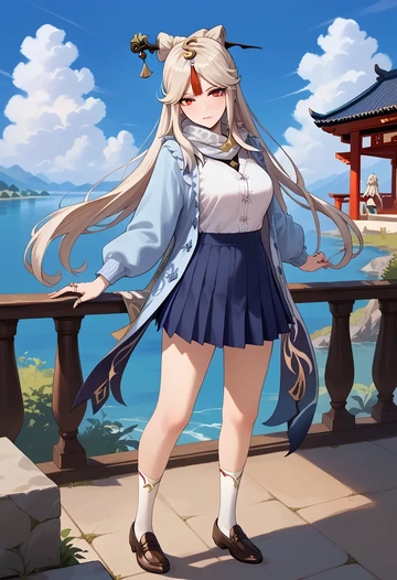 genshin impact,ningguang_(genshin_impact),spring,student uniform,cardigan  - AI generated anime art