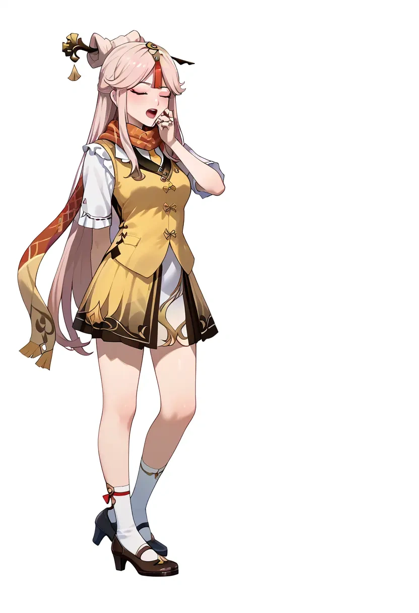 genshin impact,ningguang_(genshin_impact),spring,student uniform,vest  - 