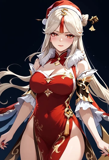 genshin impact,ningguang_(genshin_impact),Christmas,red velvet dress  - AI generated anime art