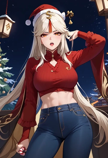 genshin impact,ningguang_(genshin_impact),Christmas  - AI generated anime art