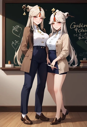 genshin impact,ningguang_(genshin_impact),teacher, sweater  - AI generated anime art