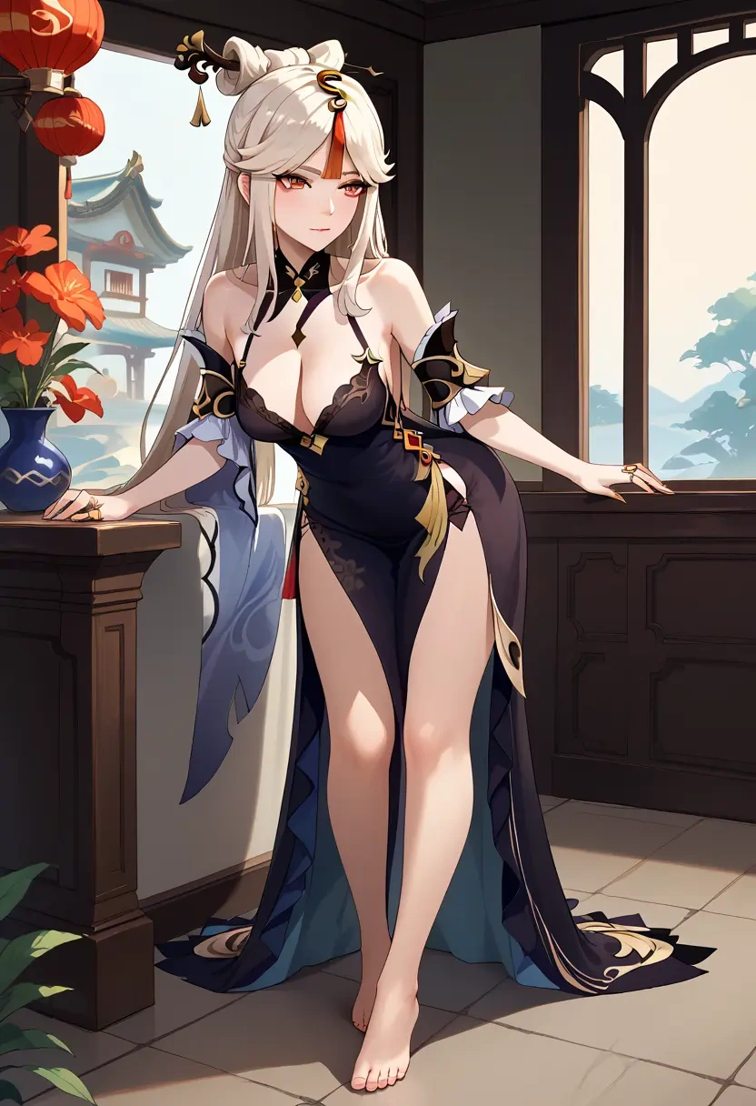 genshin impact,ningguang_(genshin_impact),nightdress  - 