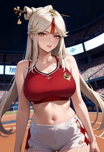 genshin impact,ningguang,volleyball uniform  - AI generated anime art