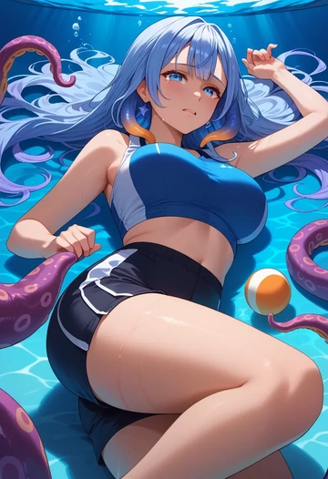 hololive,ninomae_ina'nis,athletic,shorts,sexy  - AI generated anime art