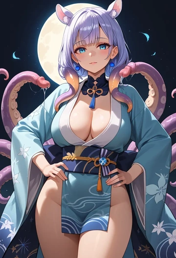 hololive,ninomae_ina'nis,kimono,sexy  - AI generated anime art