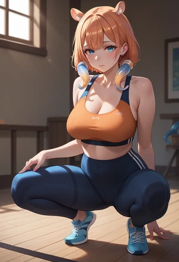 hololive,ninomae_ina'nis,yoga shorts, bra  - AI generated anime art