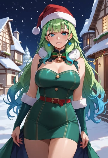 hololive,ninomae_ina'nis,Christmas,dress  - AI generated anime art