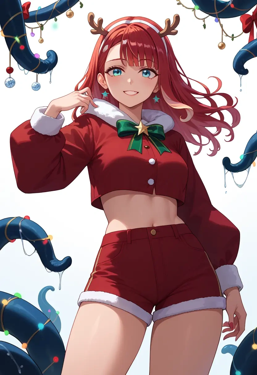 hololive,ninomae_ina'nis,Christmas,red velvet shorts  - 