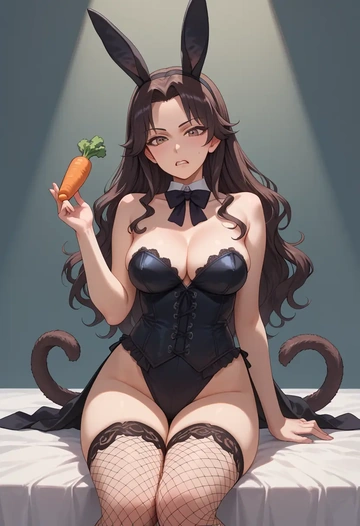 girls_und_panzer,nishi_kinuyo,bunny girl, sexy,stockings  - AI generated anime art