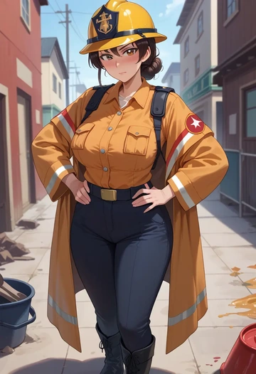 girls_und_panzer,nishi_kinuyo,firefighter  - AI generated anime art