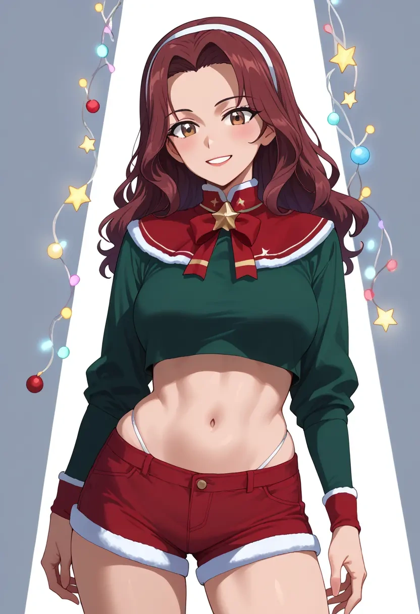 girls_und_panzer,nishi_kinuyo,Christmas,red velvet shorts  - 