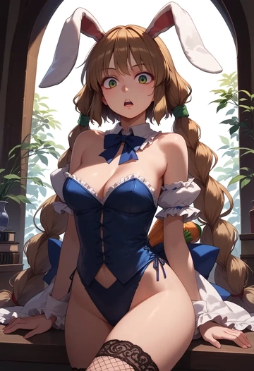 touhou,nishida_satono,bunny girl, sexy,stockings  - AI generated anime art