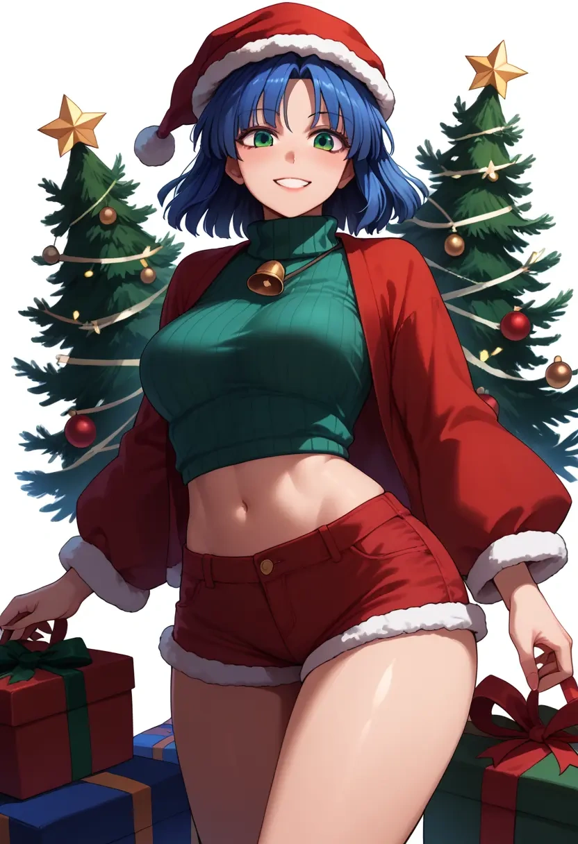 touhou,nishida_satono,Christmas,red velvet shorts,turtleneck sweater  - 