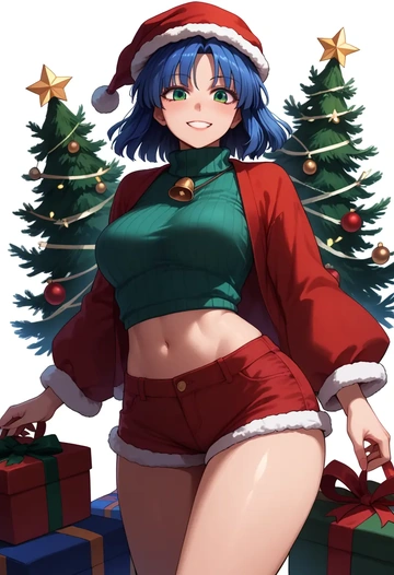 touhou,nishida_satono,Christmas,red velvet shorts,turtleneck sweater  - AI generated anime art