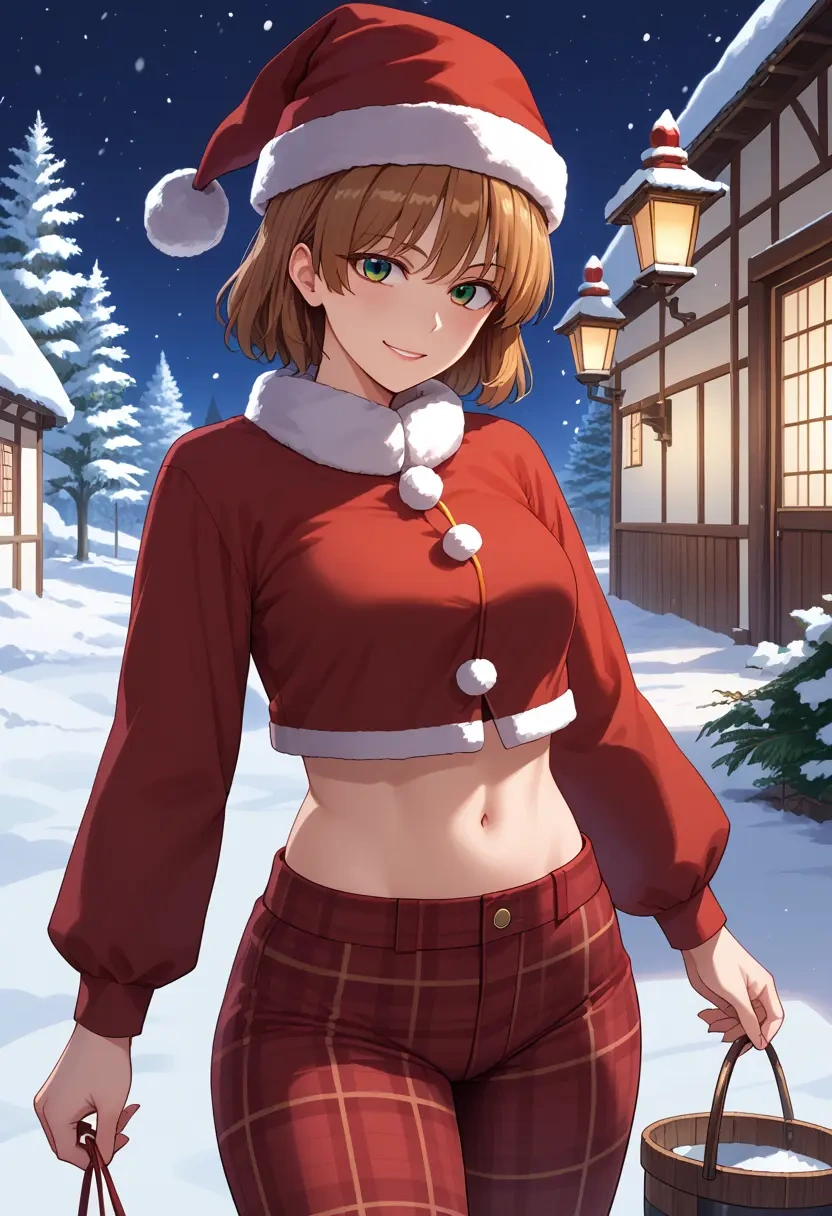 touhou,nishida_satono,Christmas,plaid trousers  - 