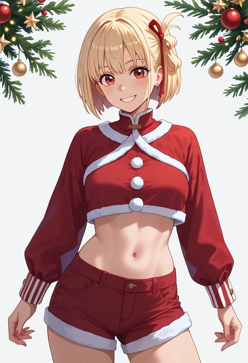 lycoris_recoil,nishikigi_chisato,Christmas,red velvet shorts  - 