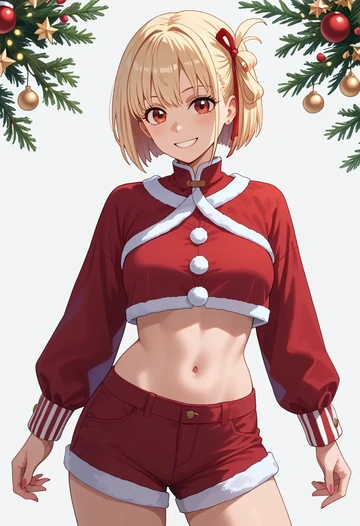 lycoris_recoil,nishikigi_chisato,Christmas,red velvet shorts  - AI generated anime art