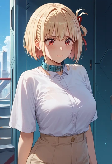 lycoris_recoil,nishikigi_chisato,polo shirt,tennis skirt  - AI generated anime art