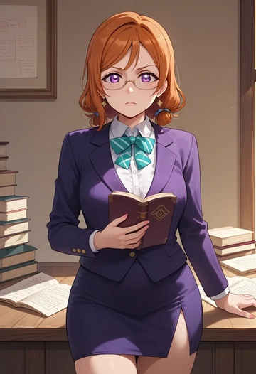 love_live,nishikino_maki,OL, glasses,  - AI generated anime art