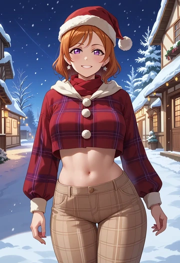 love_live,nishikino_maki,Christmas,plaid trousers  - AI generated anime art