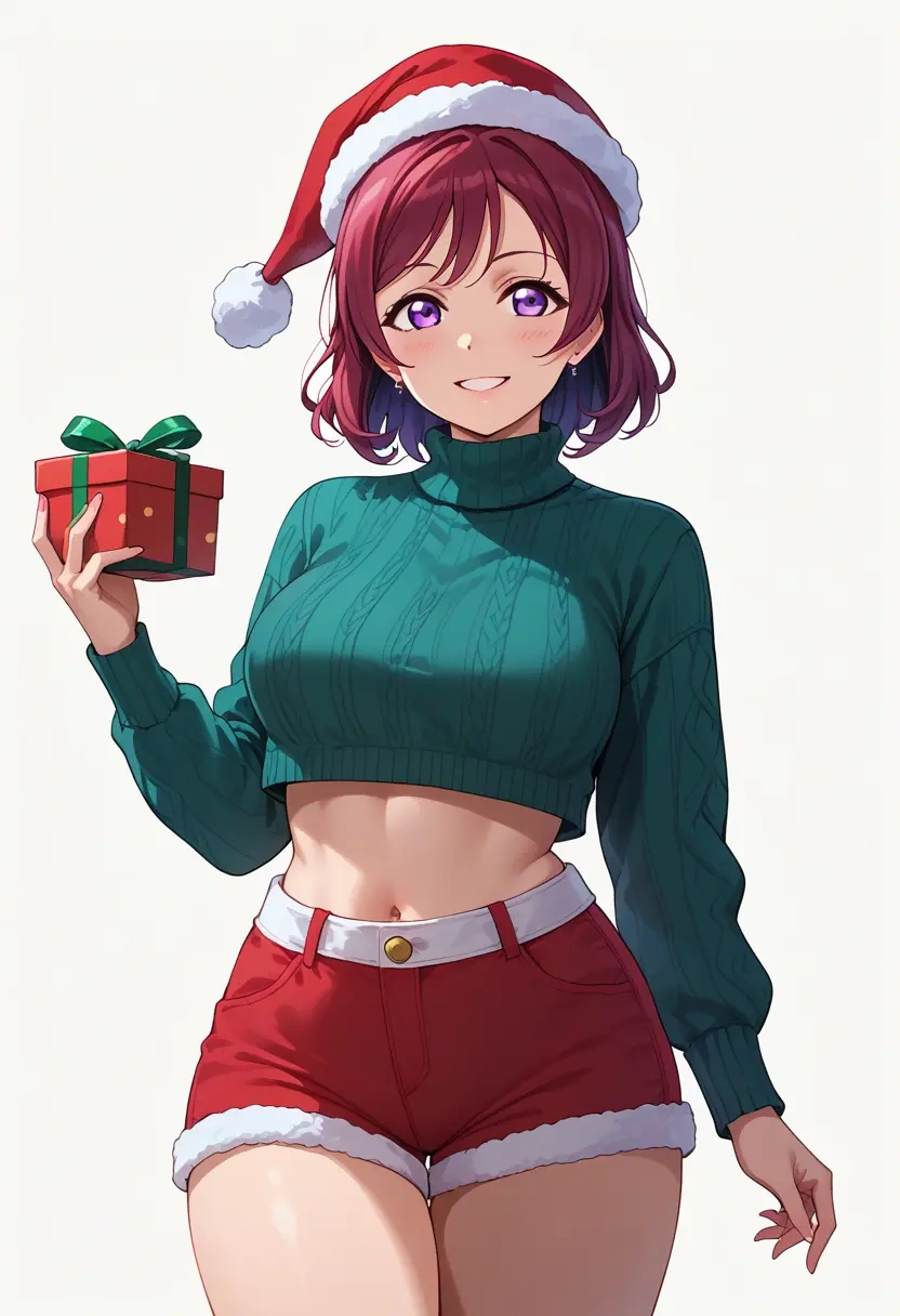 love_live,nishikino_maki,Christmas,red velvet shorts,turtleneck sweater  - 