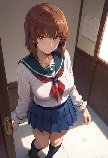 girls_und_panzer,nishizumi_maho,sailor, uniform  - AI generated anime art